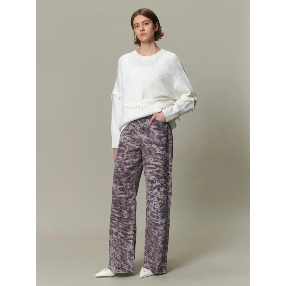 FABRIQUE X DAVID FLEET Skyler Print Jeans Women XL Straight Wide Leg High Rise